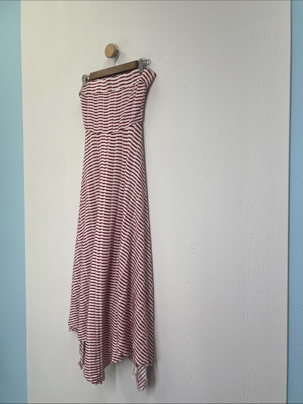 Anthropologie - Maeve Caleta Strapless Red And White Stripe Midi Dress Size SM - Picture 7 of 12